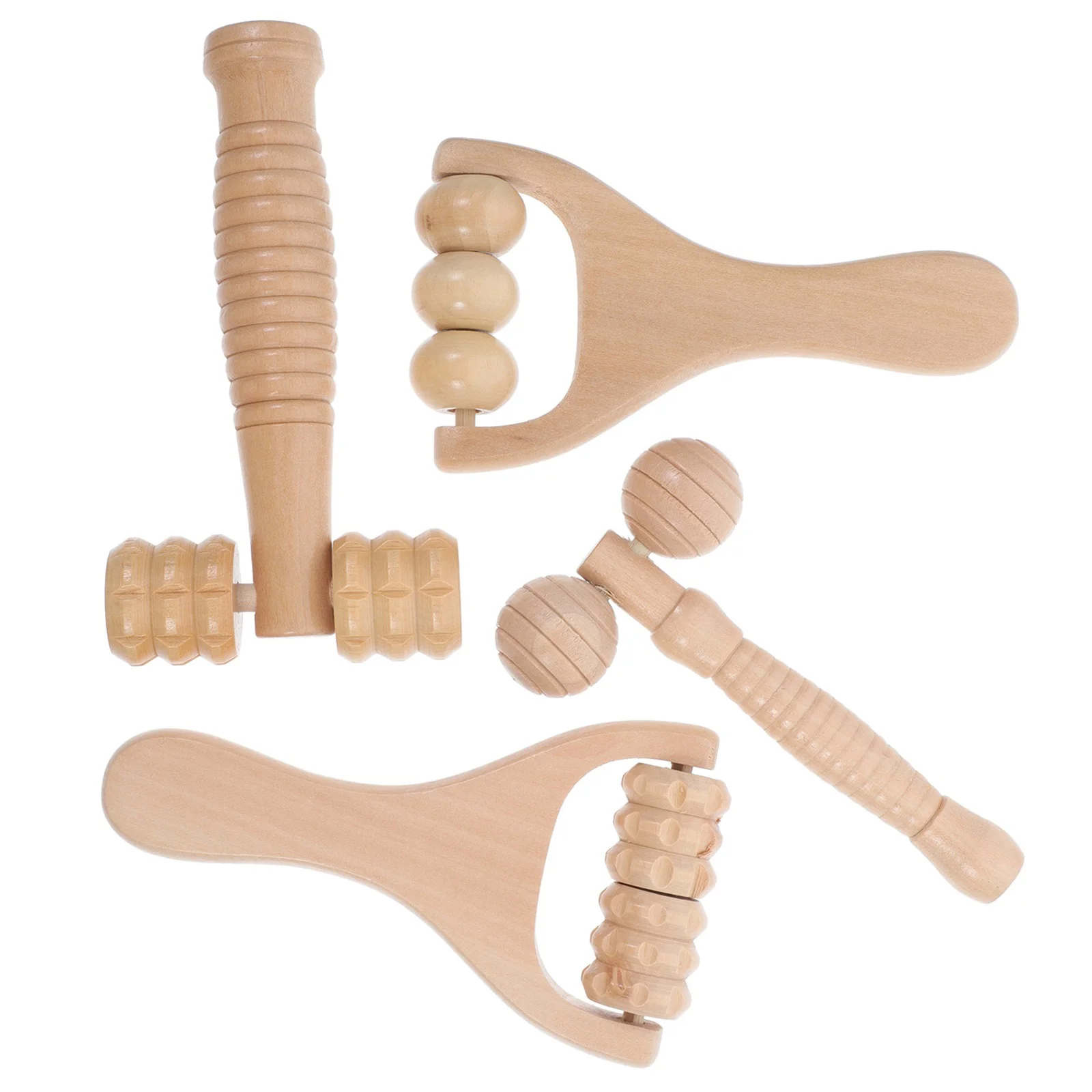 

4 Pcs Human Body Square Ball Massage Tools Foot Massager Neck Manual Roller Wood Convenient