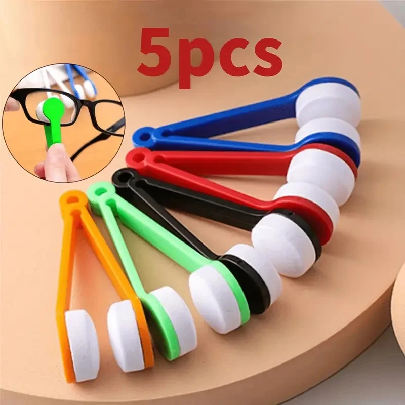 5-Piece Random Color Eyeglass Cleaning Kit, Keep Glasses Spotless Anytime with Microfiber Cloths & Dual-Sided Brushes
