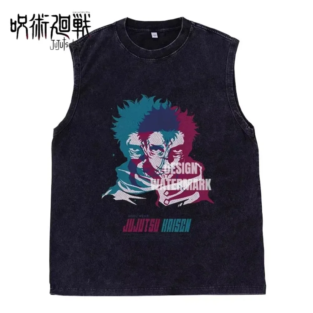 

Bandai Jujutsu Kaisen Gojo Satoru майка мужская рубашка без рукавов аниме принт винтажная стираная летняя одежда негабаритный жилет для спортзала