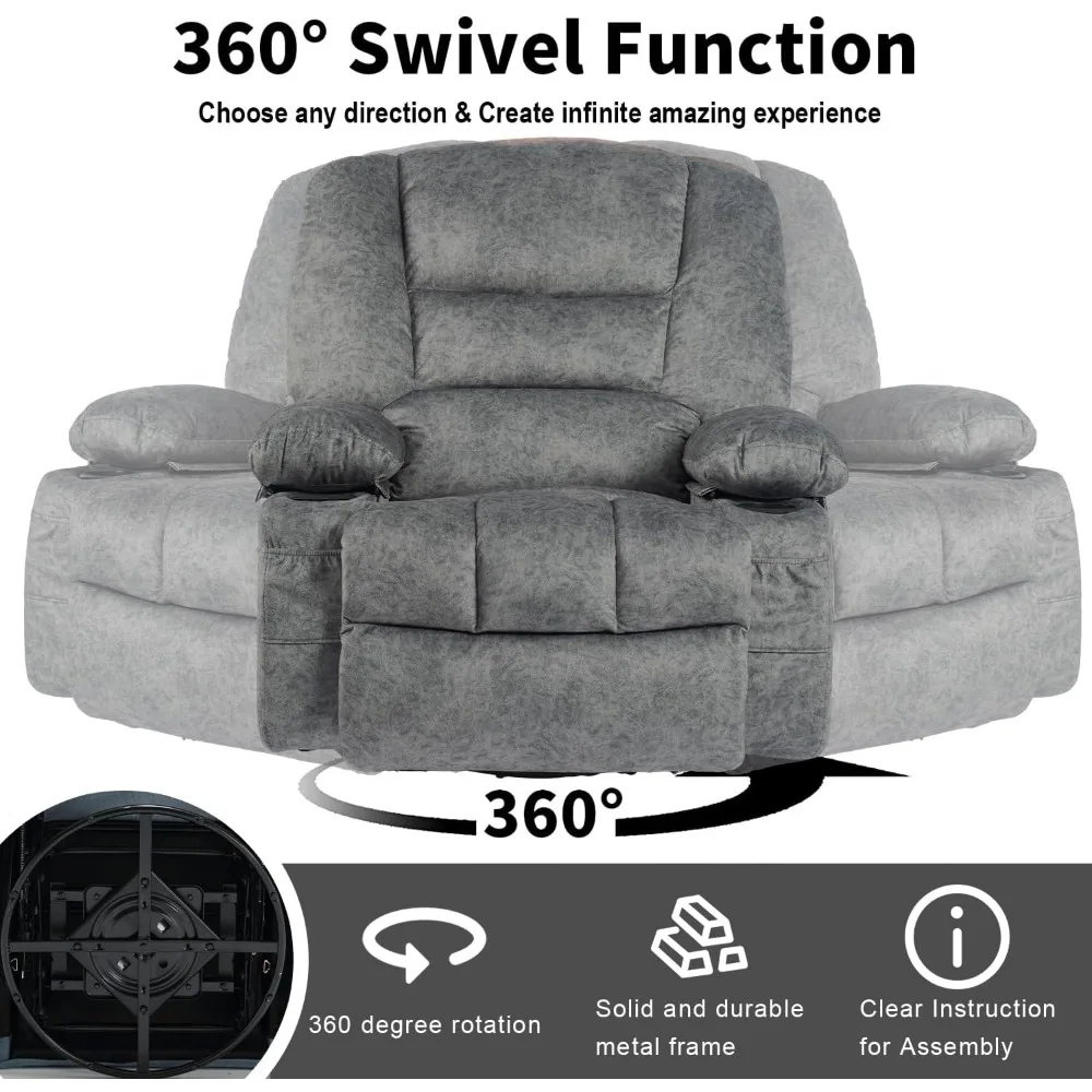 كرسي هزاز دوار مع حامل أكواب حرارية للتدليك، كراسي شراعية من القماش المحشو، كراسي هزازة يدوية #3