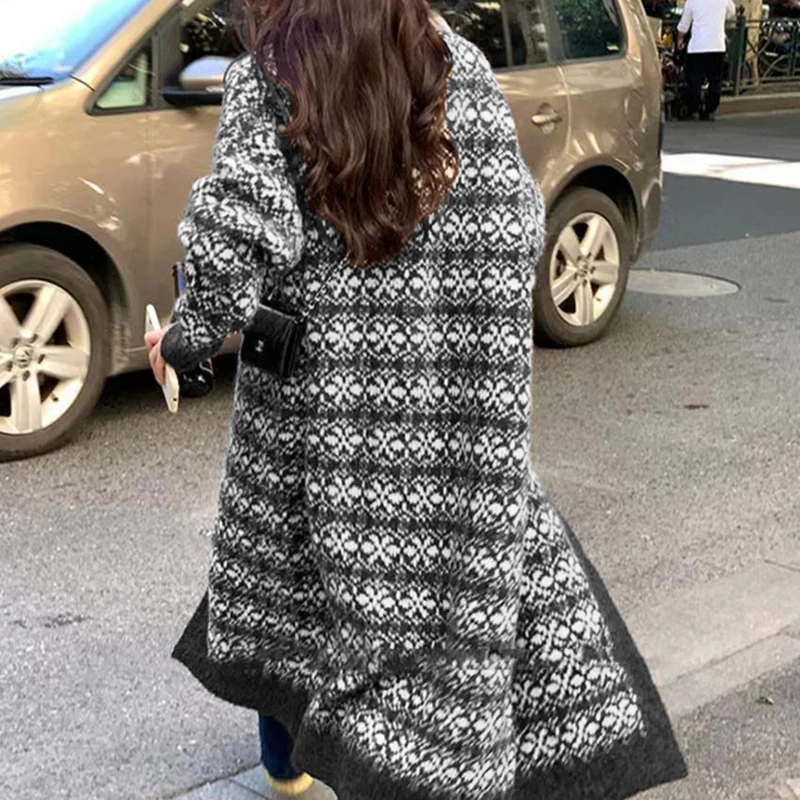 Autumn Winter Fashion Loose Thicken Long Sweater Knit Cardigan Coat For Women