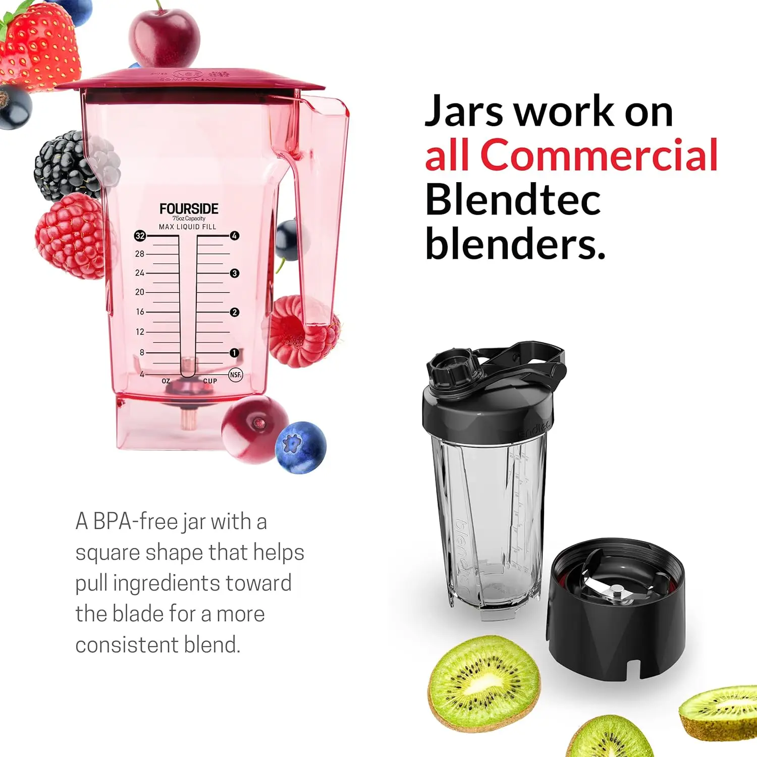 Vierkant Commerciële Pot-Vierzijdige Vervangende Blender Pot-Compatibel