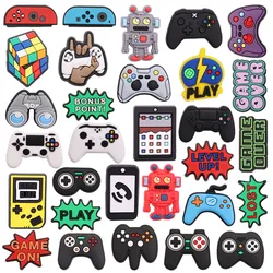 1-30PCS PVC Shoe Charms Gamepad Robot Mobile Phone Game Console Buckle Accessories Decorations Button Ornament Kid Boys Gift