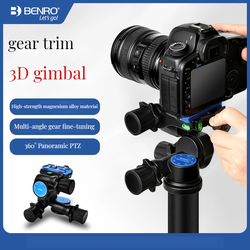 Benro GD3WH three-dimensional gear head PTZ magnesium alloy SLR photography tripod Panoramic photography head Three-way precise