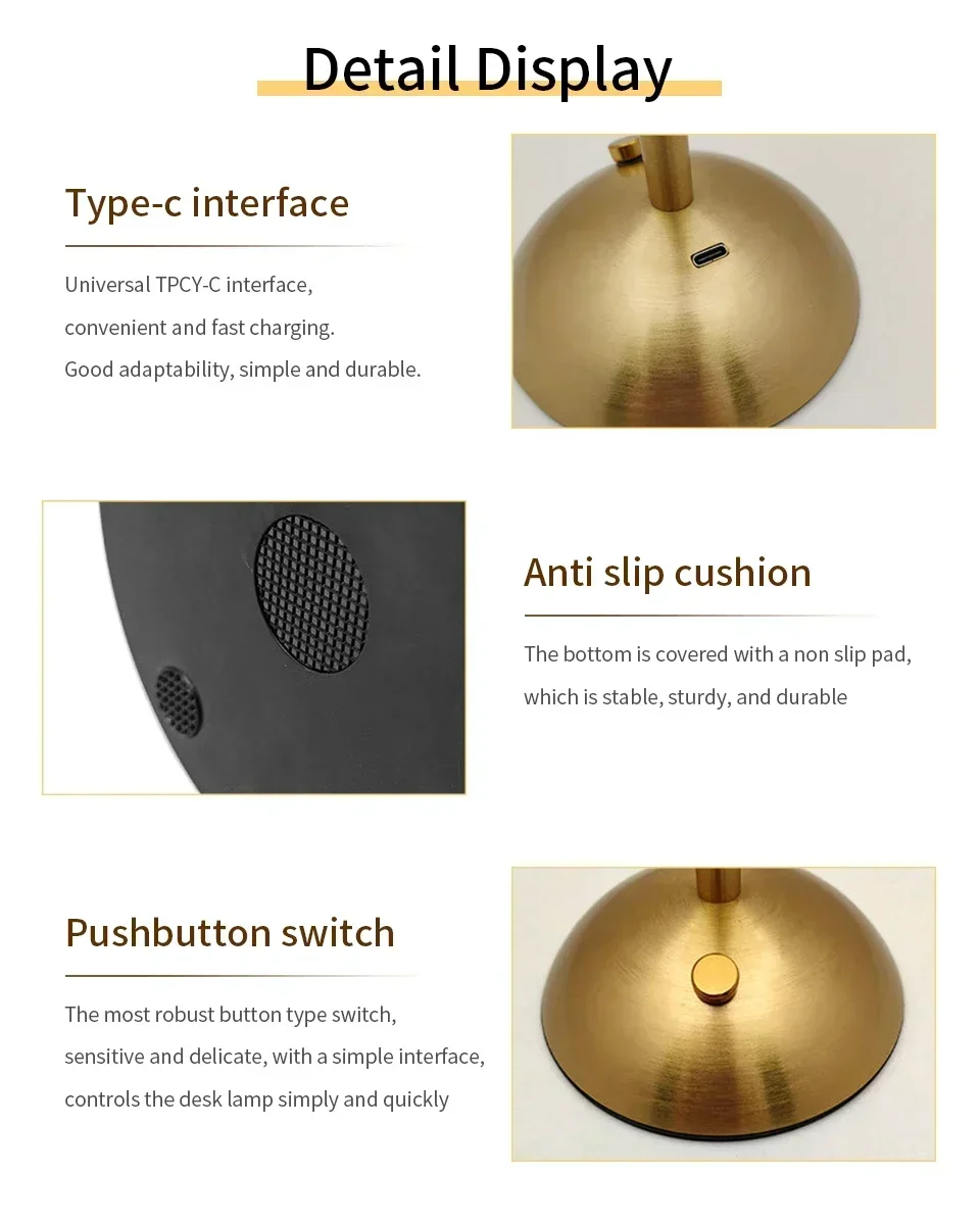 Rechargeable Touch Table Lamp 3 Colors Dimmable Artificial Crystal Lamp Portable Night Light for Bedroom Living Room Restaurant