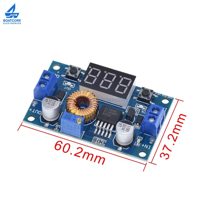 1PCS XL4015 5A 75W High Power DC-DC Adjustable Step-down Charger Module Buck Converter LED Driver with Red Voltmeter