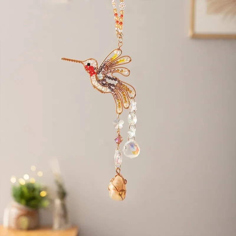 

2026 New MULTI Natural Crystal Chip Animal Wind Chime Dreamcatcher Colorful Crystal Sun Catcher Garden Decoration Pendant