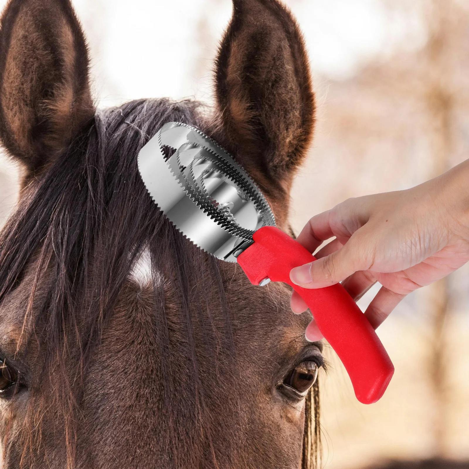 2 قطعة مشط الكاري مزدوج الوجهين الفولاذ المقاوم للصدأ عكسها فرشاة الحصان للأغنام الماعز البقرة الكلب التهيأ الطين أداة إزالة الصواميل الحصان #1