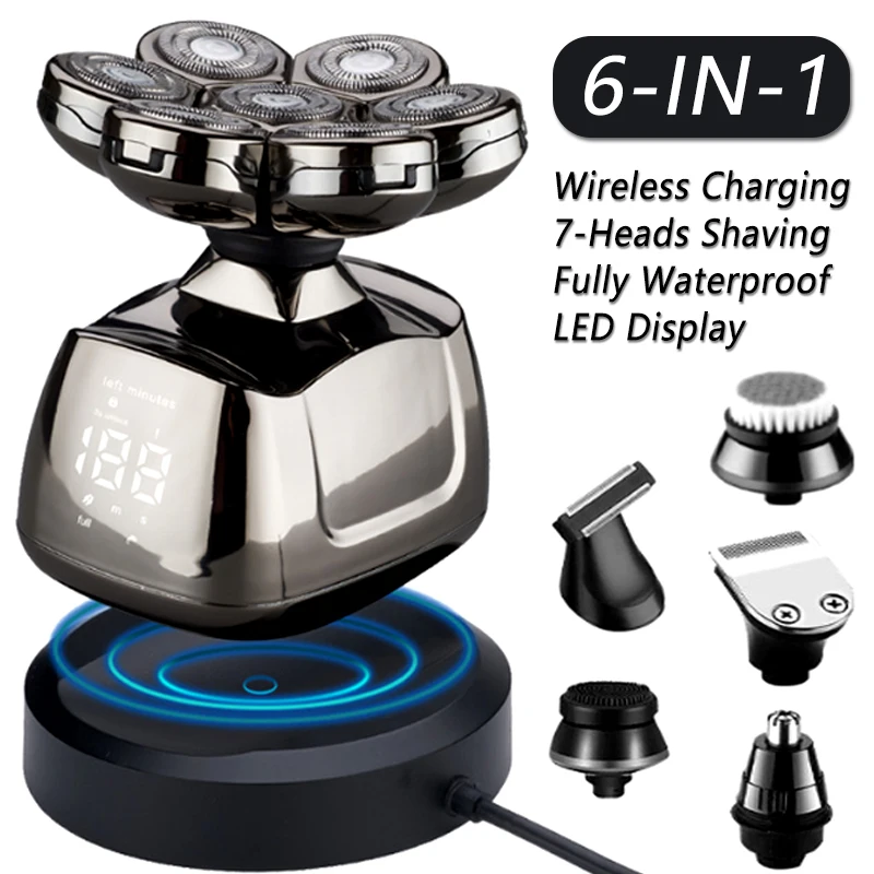 Men's Electric Shaver Multifunctional Bald Head Shaver Rechargeable Beard Razor Portable Shaving Machine for Men Daily Grooming