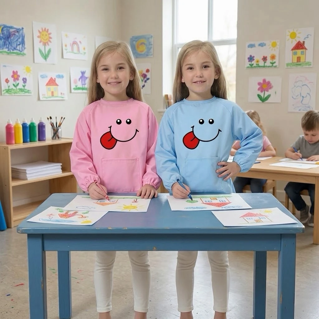 Children's Eating Apron Waterproof Long-sleeved Anti-Wearing Clothing Kindergarten Kids Art Class Painting Smock Custom Logo