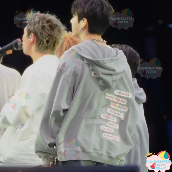 2026 Grey Hoodie, Arirang Concert Costume, Hooded Zipper Hoodie, Loose Casual Jacket, high quality Fashion Top