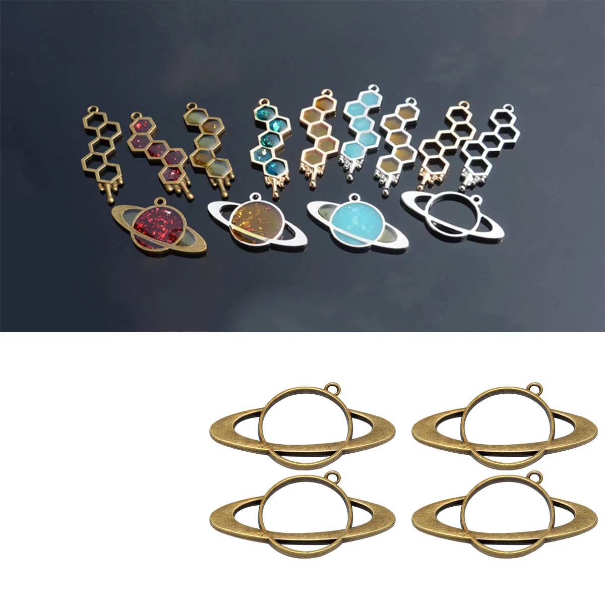 

8 Pcs Frames Glue-drop Border Accessories DIY Pendant Charms Jewelry Making Pendants Metal Alloy