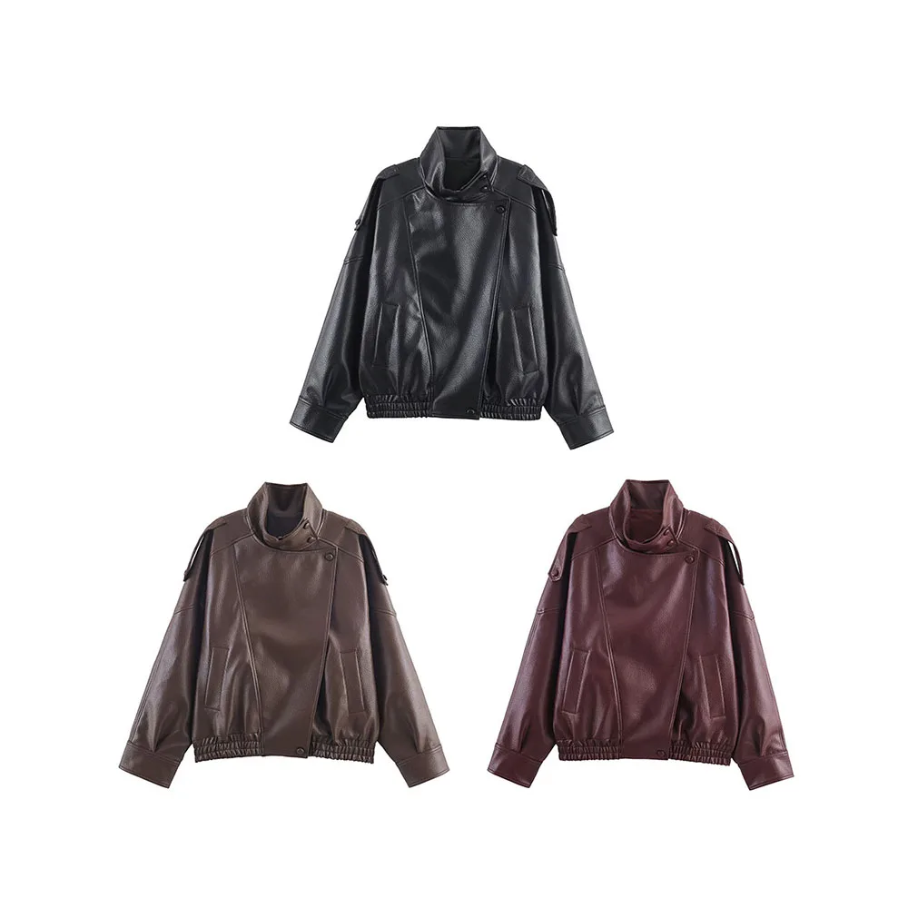 

Autumn new women's clothing fashion versatile loose and high-end feeling motorcycle imitation leather jacket jacket