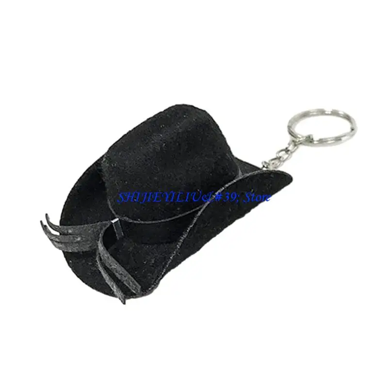 E21F Stylish Cowboy Hat Keychain Pendant Western Tribal Keyrings Phonechain Accessory