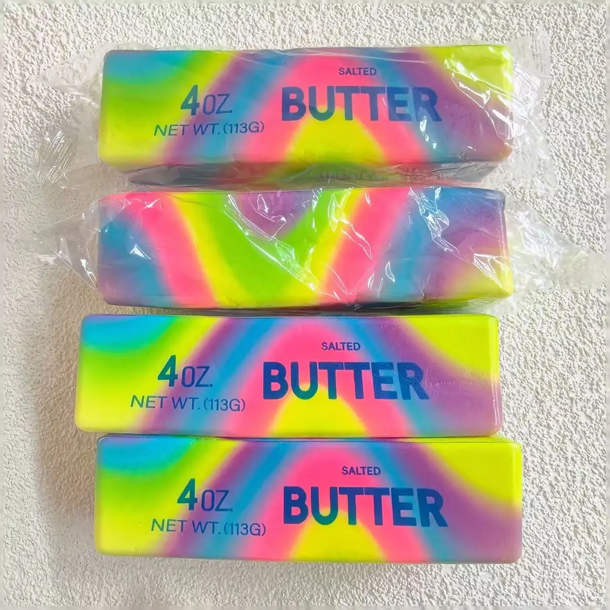1/2/3 Stück Regenbogen-Butterstab Squishy Spielzeug, langsam aufsteigendes künstliches Lebensmittel-Sensorik-Quetschspielzeug, Angstlinderungsgeschenk für alle Altersgruppen – Detail 4