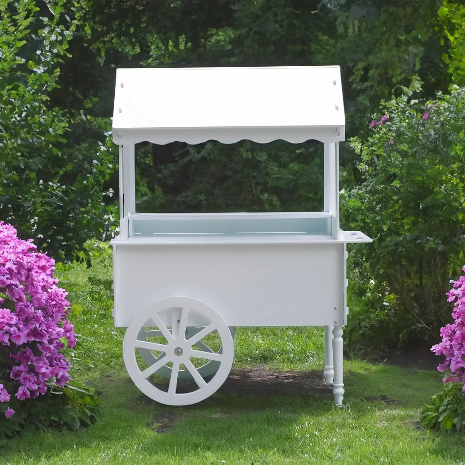 Hölzerner Süßigkeitenwagen Präsentationsständer mit Rädern Dessert-Kuchenständer für Geburtstag Hochzeit Party Dekoration