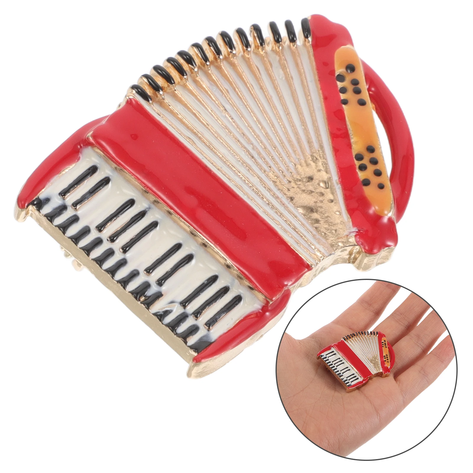 Accordion Brooch Pin Alloy Music Instrument Lapel Badge for Coats Suits Dresses Formal Occasions Stylish Apparel Accessory