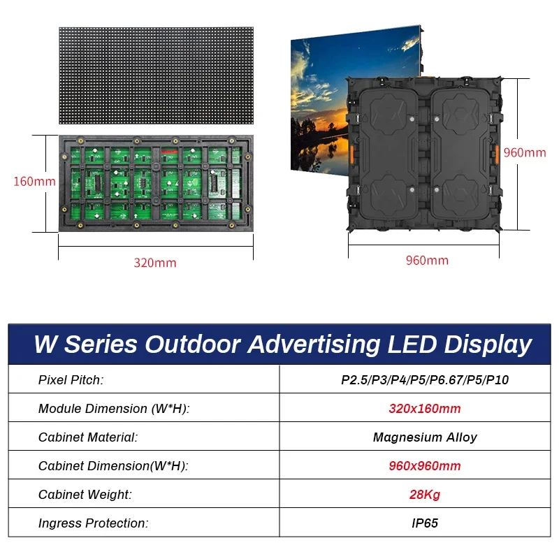 Large Outdoor Waterproof Advertising Matrix Panel Display , Big Exterior Advertisement Signs Led Screen Video Wall Billboards