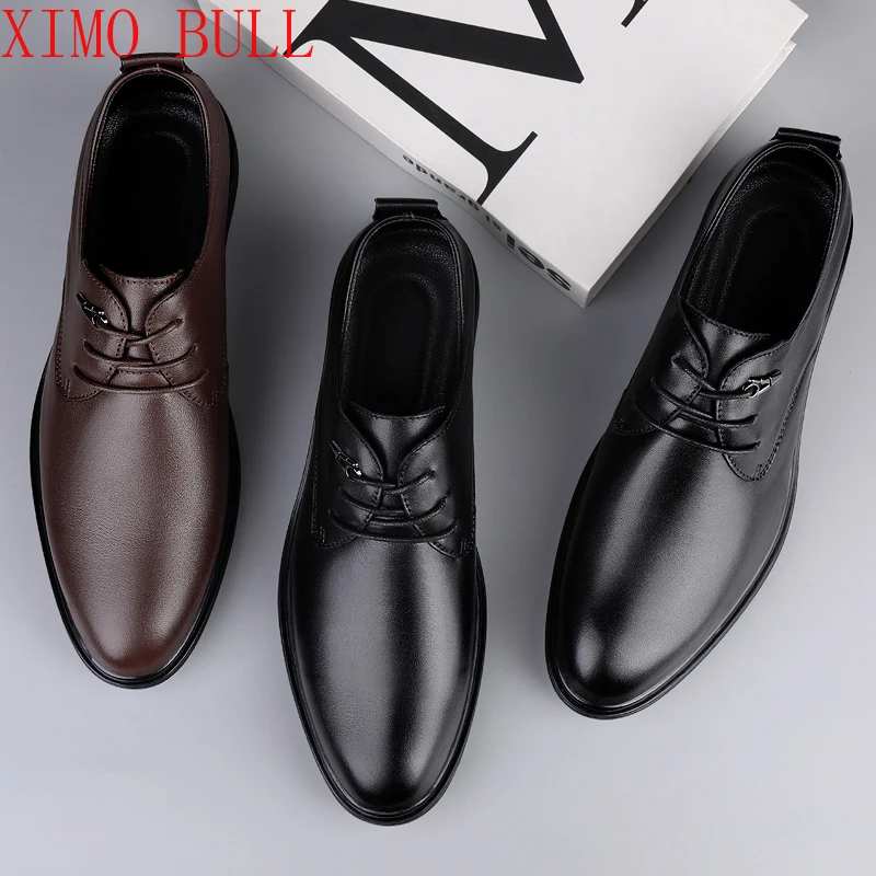 

Men's New Business Leather Shoes Black Formal Men's Leather Shoe Oxfords Wedding Office Shoes Summer Breathable Pointed Sneakers