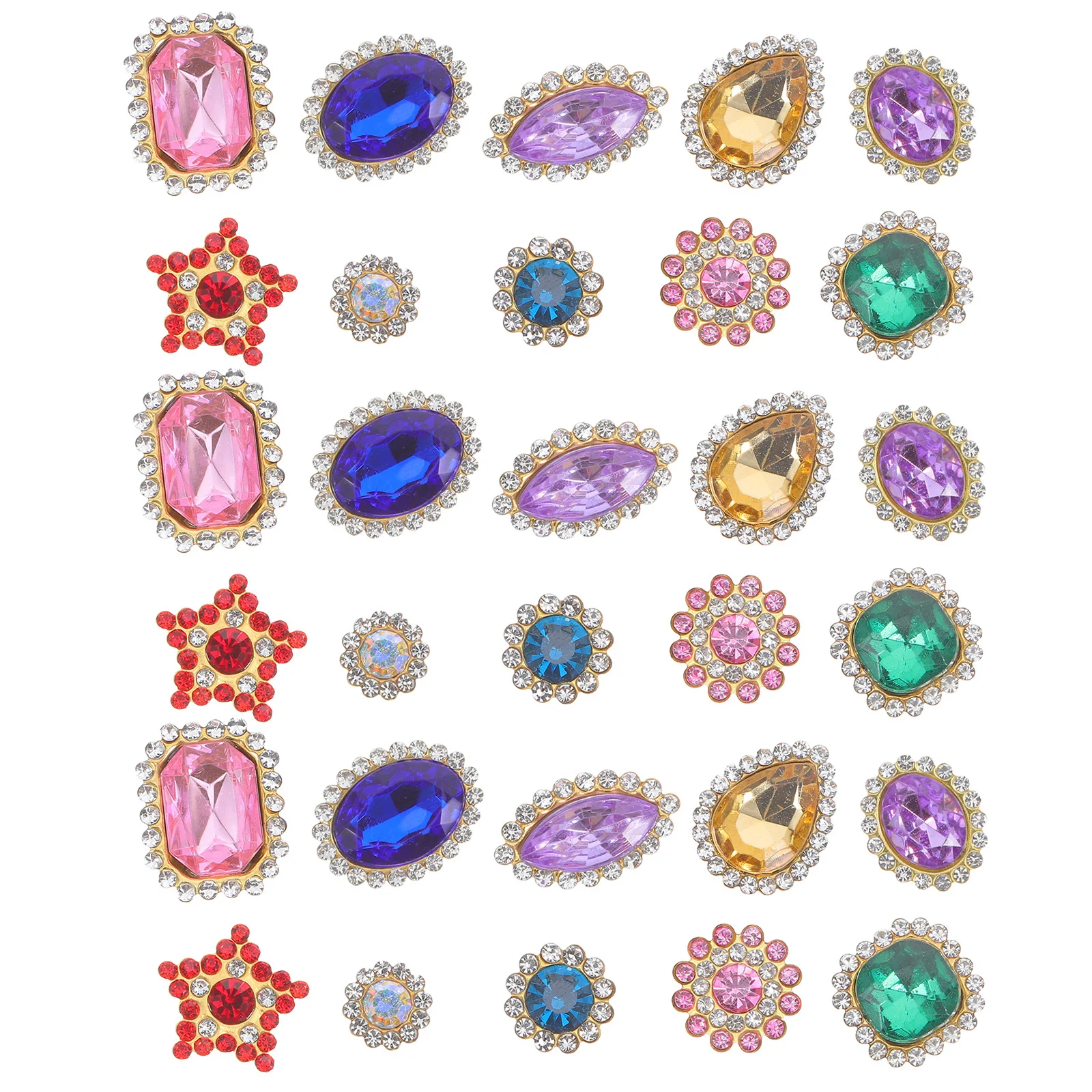 

50Pcs Sew on Rhinestones Flower Claw Double Layer Crystal Buttons for DIY Clothing Accessories Hair Clips Crafts