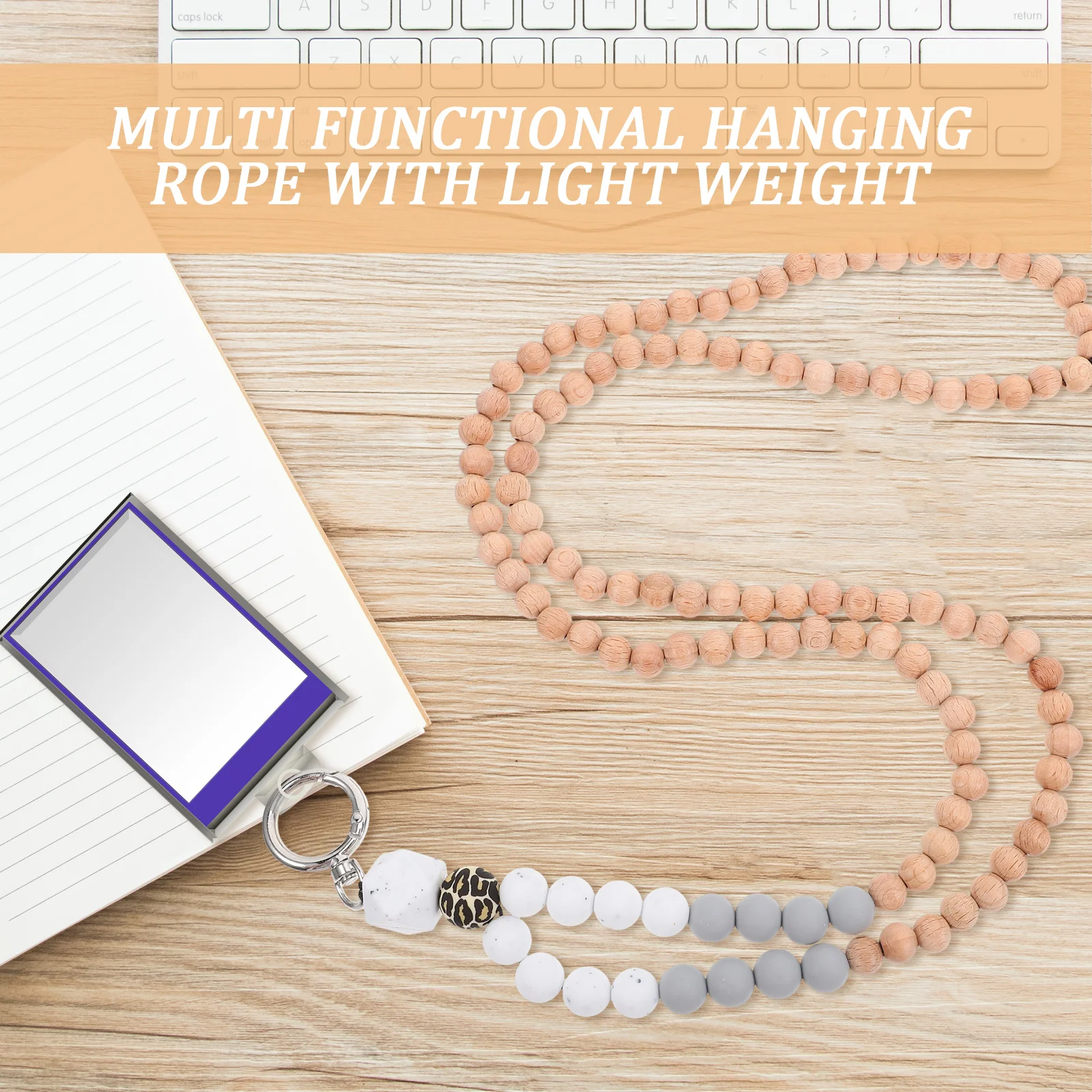 

Beads Lanyard For Id Badges Lightweight Keychain Strap Phone Holder Anti-Loss Badge Reel Accessory Teacher Lanyards