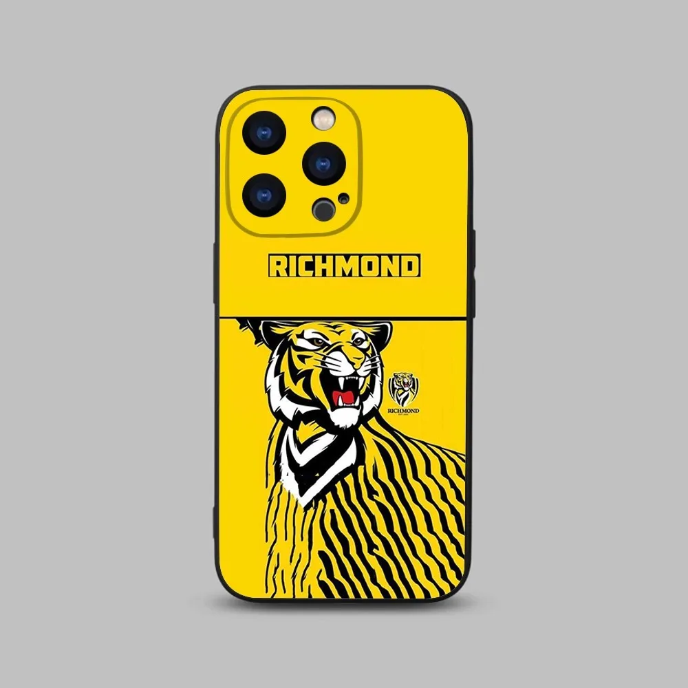 Richmond Tiger Phone Case For iPhone 15,14,13,12,11 Plus,Pro,Max,XR,XS,X,7,8 Plus,SE,Mini Black Silicone Soft