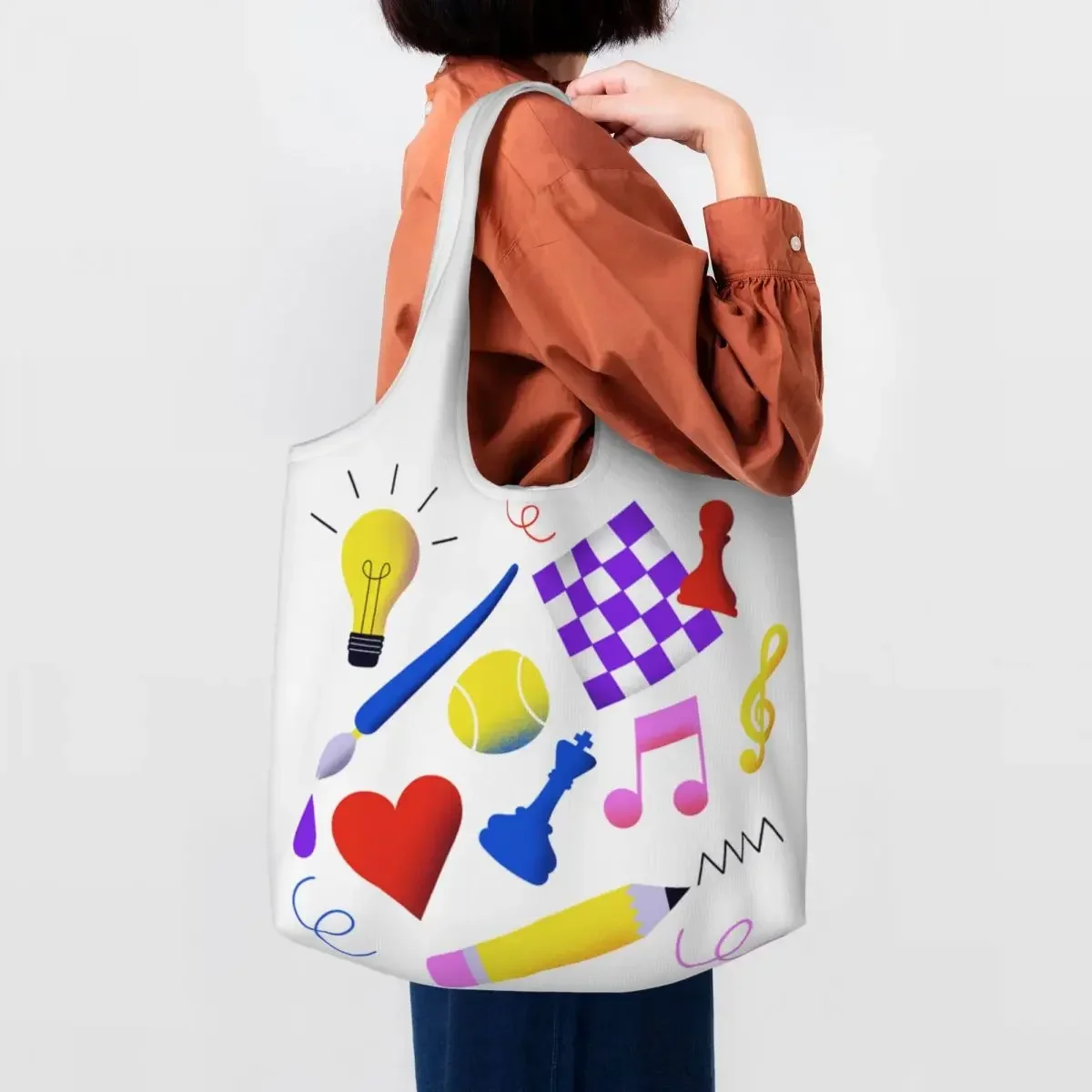 Fashion Print Hobbies Shopping Tote Bag Reusable Canvas Shoulder Shopper Street Mmural Art Eldridge Bags Handbags