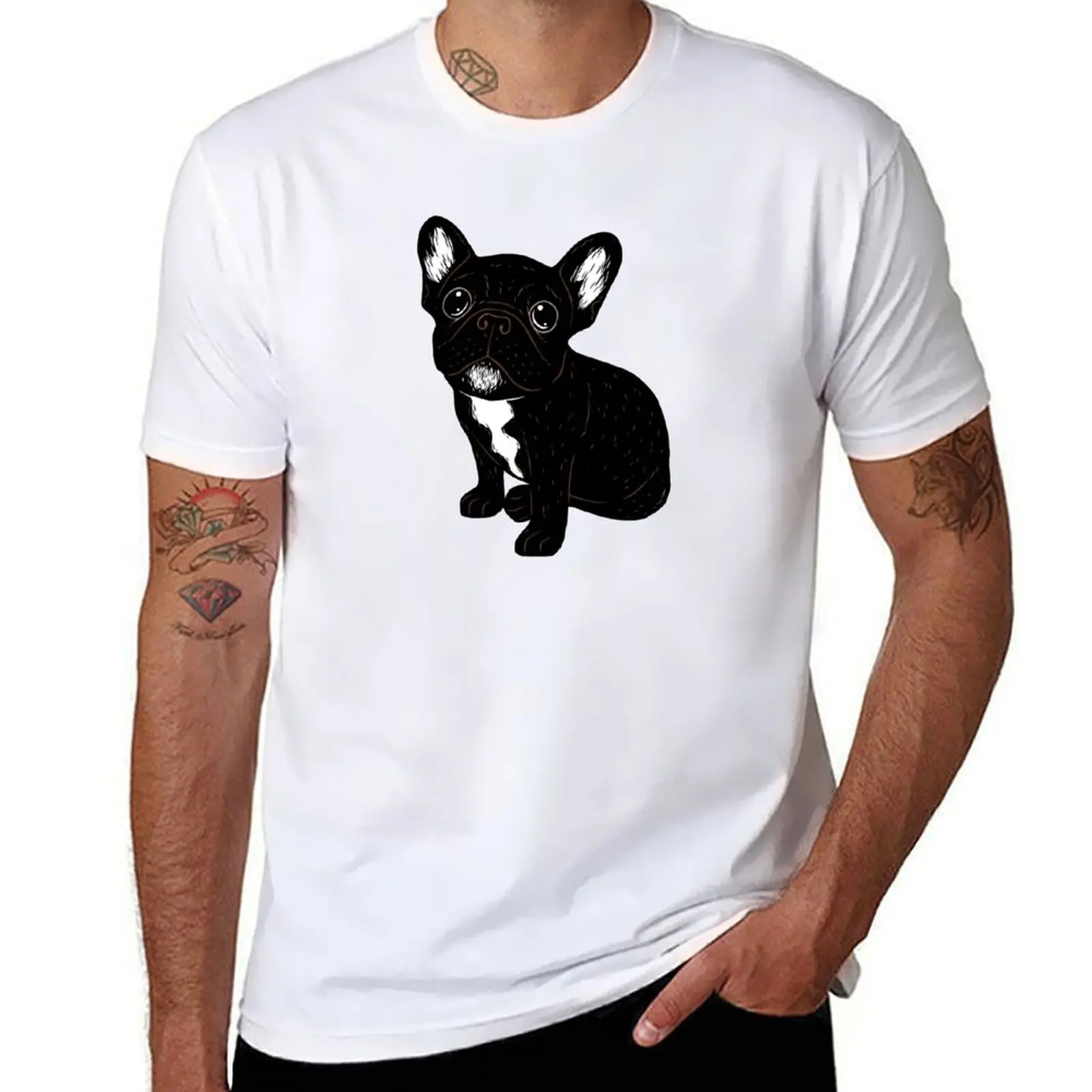 

Cute Brindle Frenchie Puppy T-Shirt man t shirts graphic cotton t shirt man T-Shirt
