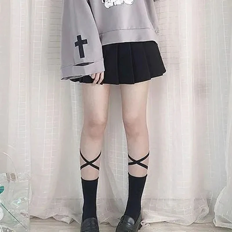 Gothic 2 Piece Set : Anime Print Bell Sleeve Sweatshirt +Black Jk Preppy Style Pleated Skirt Harajuku Lolita Japan Skirt Set