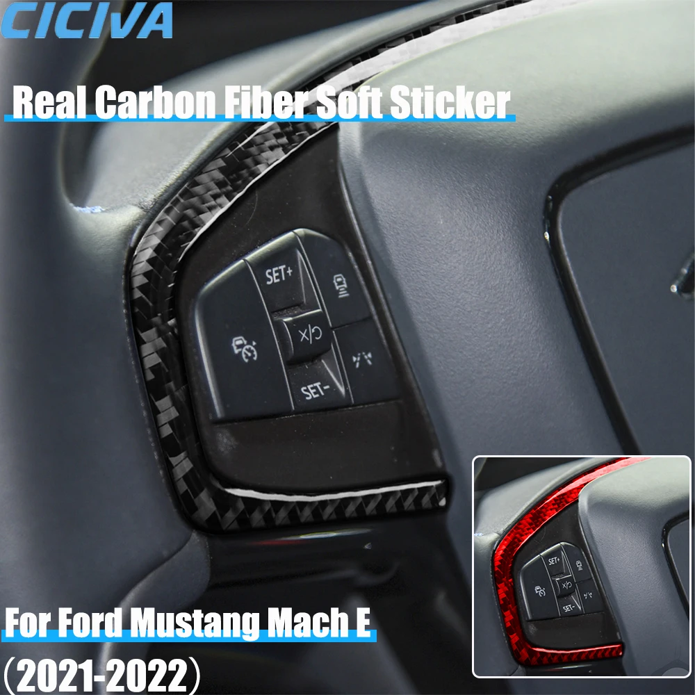 

Real Carbon Fiber Car Accessories Driver Wheel Panel Decorative Trim Cover Soft Sticker For Ford Mustang Mach E 2021 2022