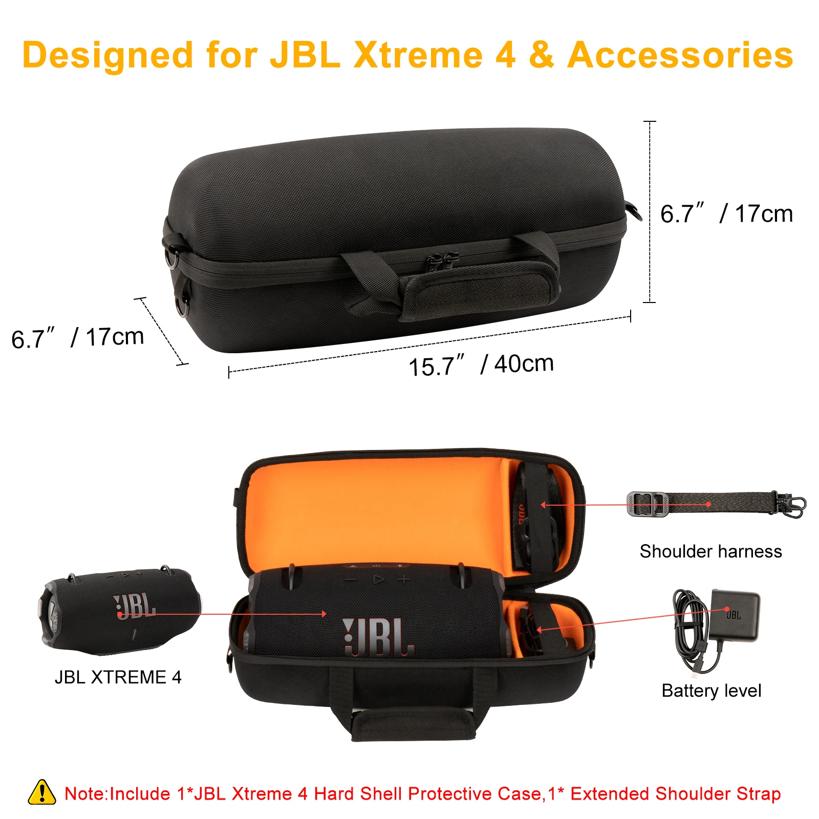 Carrying Travel Protective Case for JBL Xtreme 3/Xtreme 4 Wireless Speaker Waterproof Hard Shell Portable Carry Storage Case