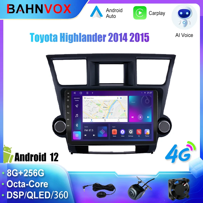 

Android Car Radio GPS Navigation Multimedia Video Player for Toyota Highlander 2014 2015 Stereo Tape Recorder Screen 4G