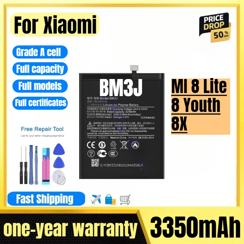 

BM3J for Xiaomi MI 8 Lite/8 Youth/8X Mobile Phone Battery High Quality High Capacity Replacement Bateria Grade A Cell with Tools