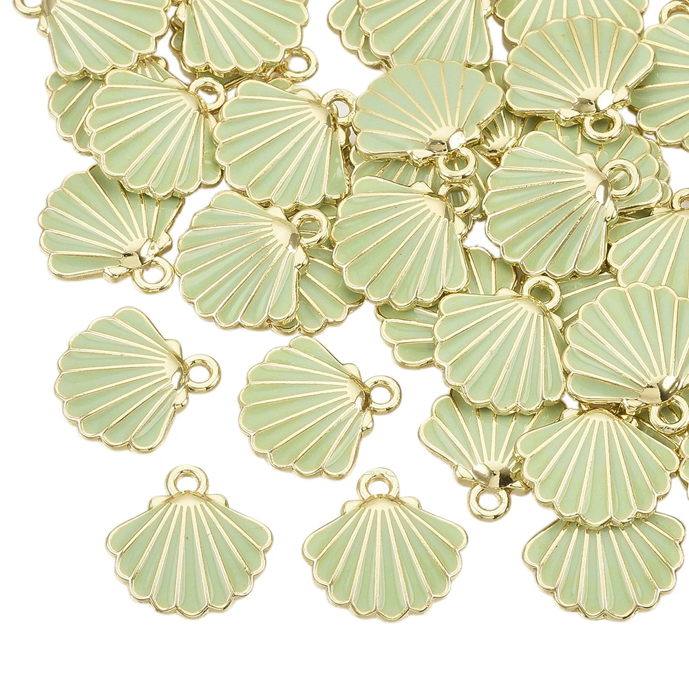 10pcs Scallop Alloy Enamel Charms Light Gold Color Shell Pendant for Necklace Bracelet Earring DIY Jewelry Craft Making Findings