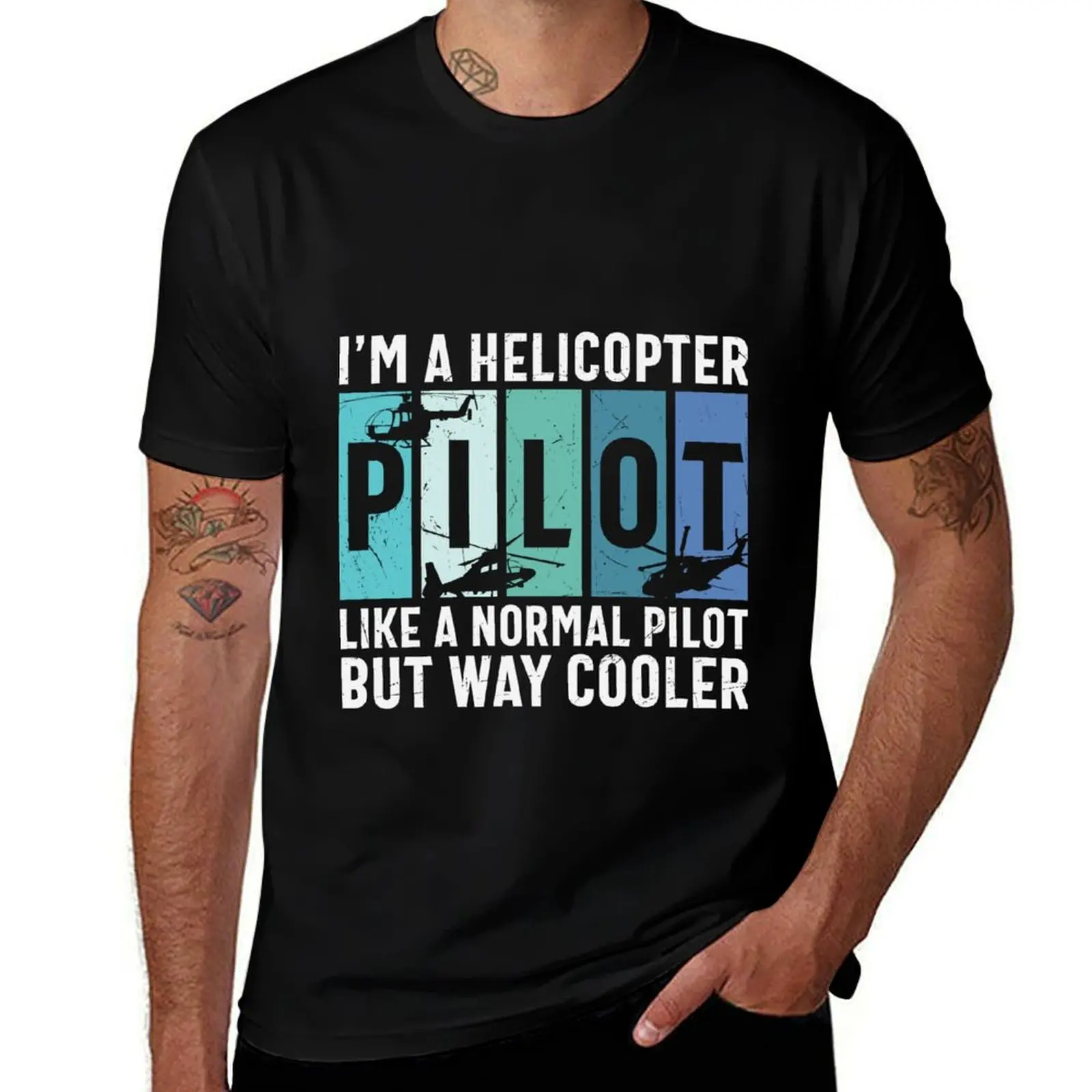 

Helicopter pilot like normal pilot but cooler- Aviation fun T-Shirt anime tshirt man t shirts cotton T-Shirt