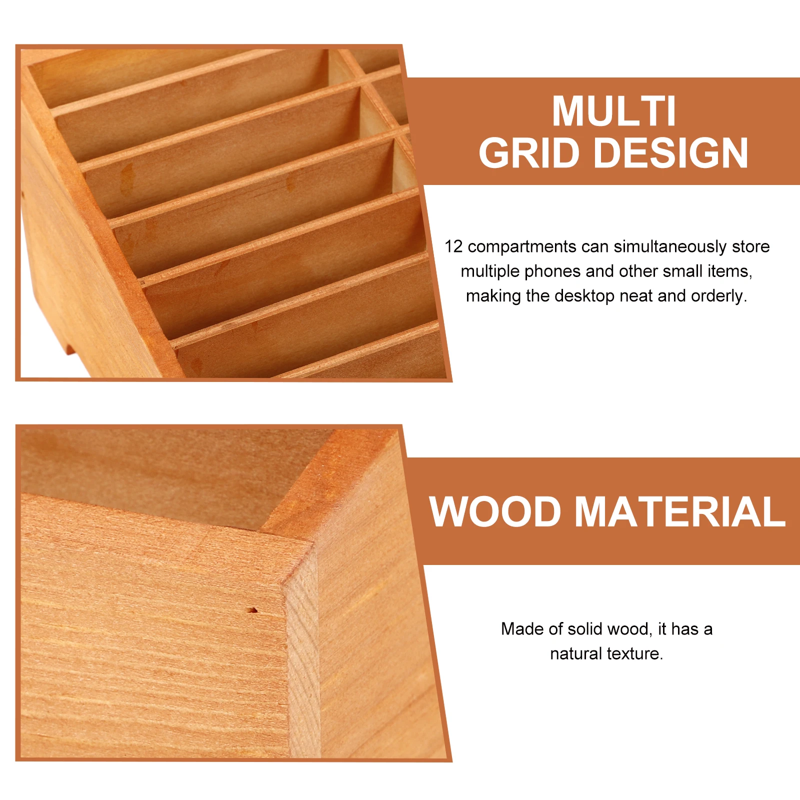 

12 Grid Mobile Phone Management Box Retro Wooden Desktop ganizer for Cards Accessories Compact Size Save Space Cell Phone Holder