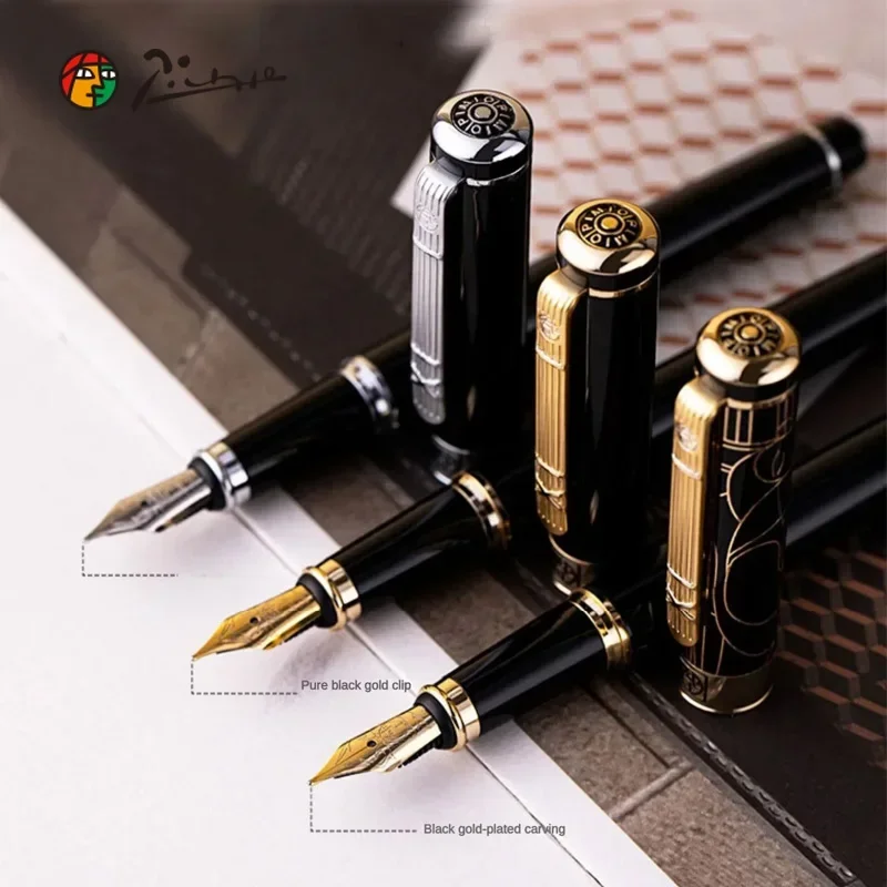 PIMIO 902 Metal Fountain Pen 0.5mm Nib Gentleman Collection Luxury Elegant Writing Ink Pens Stationery Office School Supplies