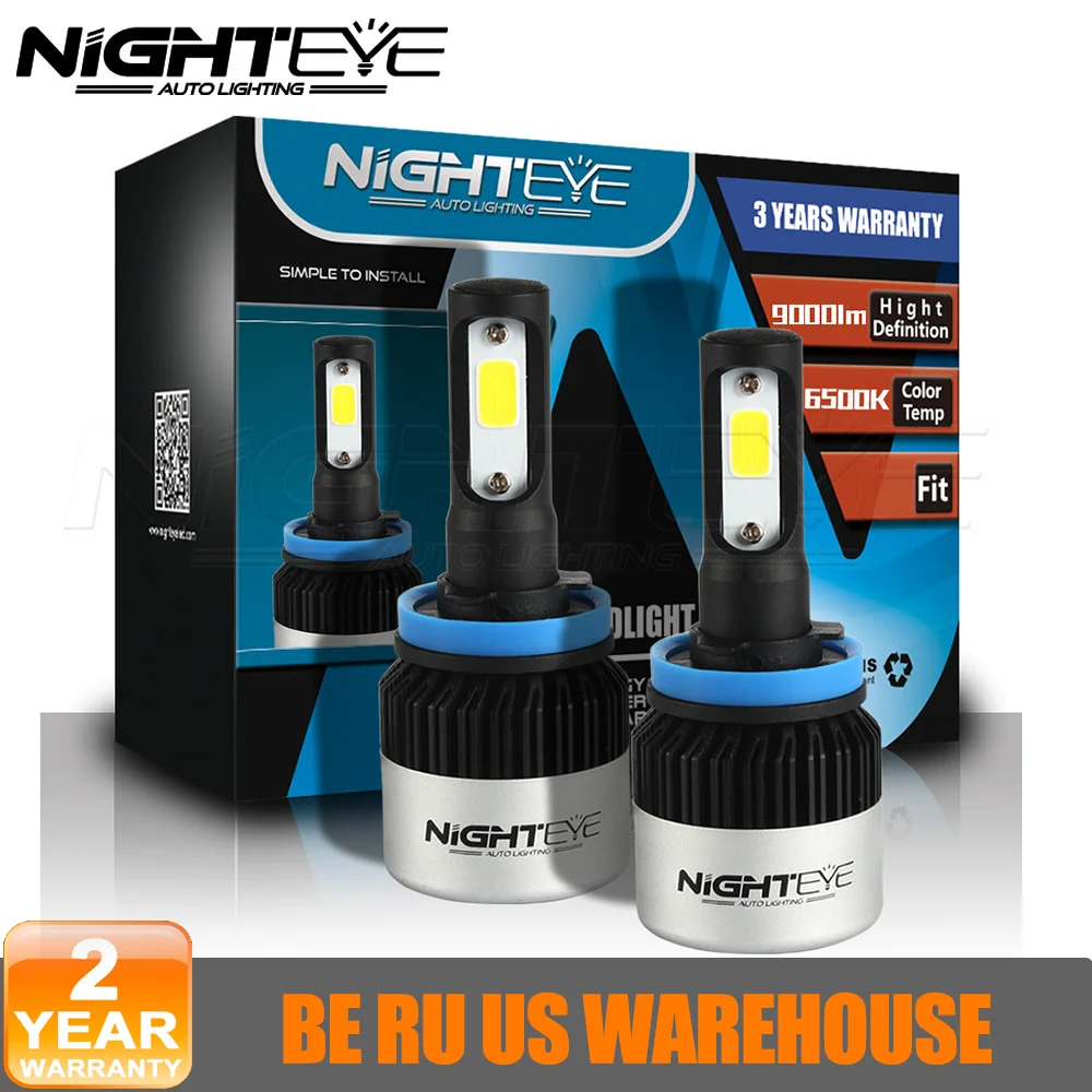 

NIGHTEYE H11/H8/H9 Auto Lighting 6500K 72W 9000LM Play&Plug Car Led Headlight Driving IP68 Fog Lamp LED Chips