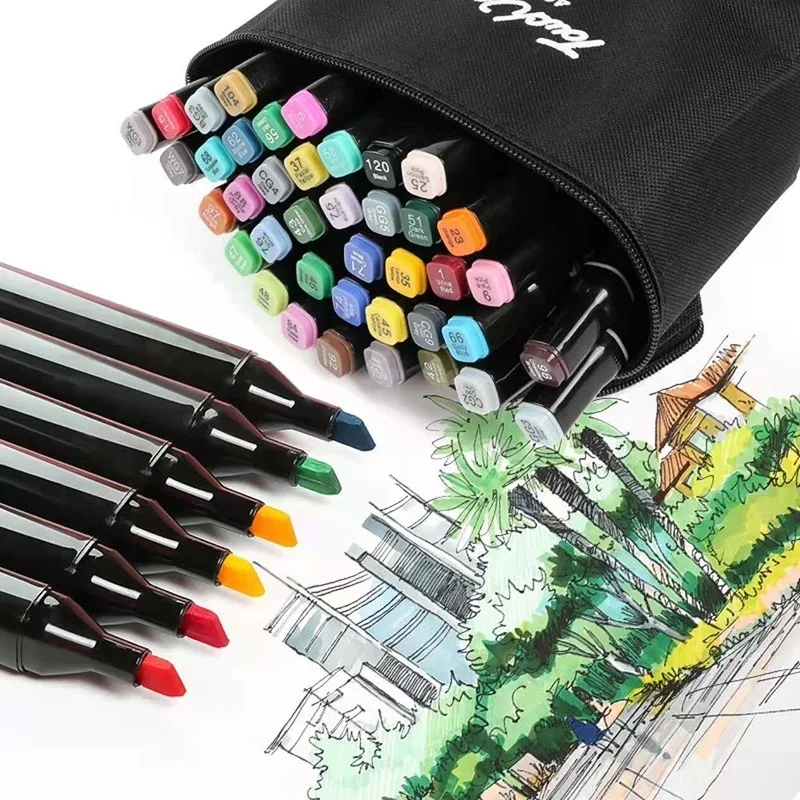 36/48/80/168 Colors Double Headed Marker Pen Set Oily Tip Alcohol Based Sketching Markers For Manga Drawing School Art Supplies