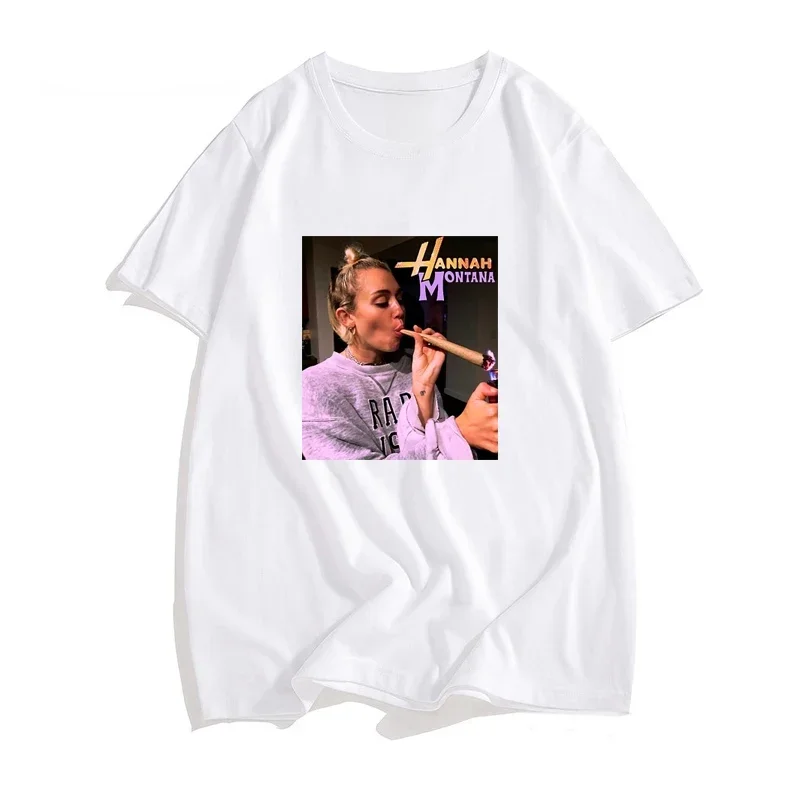 Ethan Peters Hannah Montana 2024 T-shirt Summer Graphic Print Miley Cyrus Retro Rap Singer 90s Clothing Men's Street T-shirt