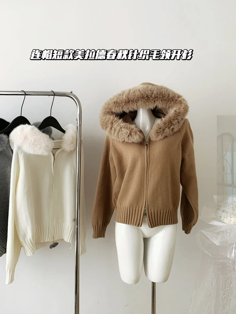 Winter Women Old Money Shoujo Girl Long Sleeve Full Zip Cardigan Sweater Cuddly Hoodies Knitwear 2000s Aesthetic Korean Fashion