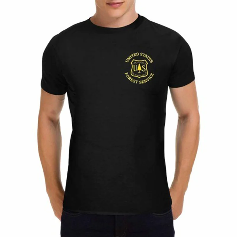 Camiseta negra con cuello redondo para hombre, camiseta gráfica del servicio forestal de los Estados Unidos, camiseta de cumpleaños S-3XL, regalos divertidos para hombres WHX 180g