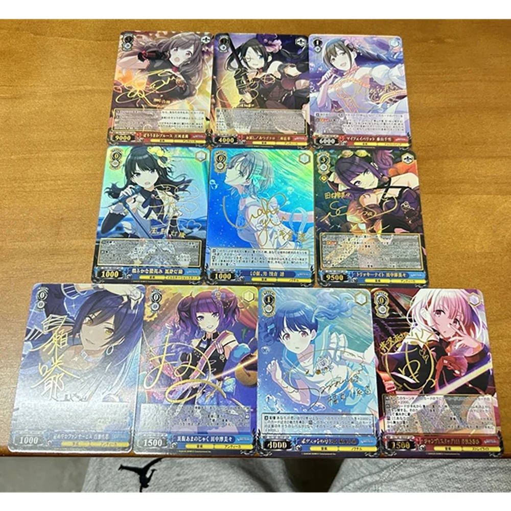 9PC/Set anime Weiss Schwarz DIY ACG Boy Games Toys Christmas Birthday Gifts Yuzuriha Inori Yuuki Asuna Misaka Mikoto