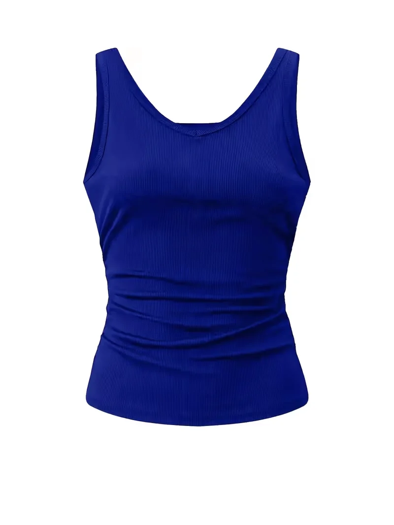 여성용 V넥 골지 슬리브리스 탱크탑 하이 엘라스틱 슬림 - Tank Top Ribbed 리뷰 및 가격