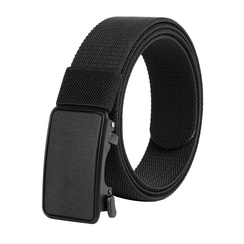 

New Tactical Belt For Men Solid Color Canvas Weaving Automatic Buckle Men's Belt Elastic Nylon Belt Casual Cowboy Pants Belts