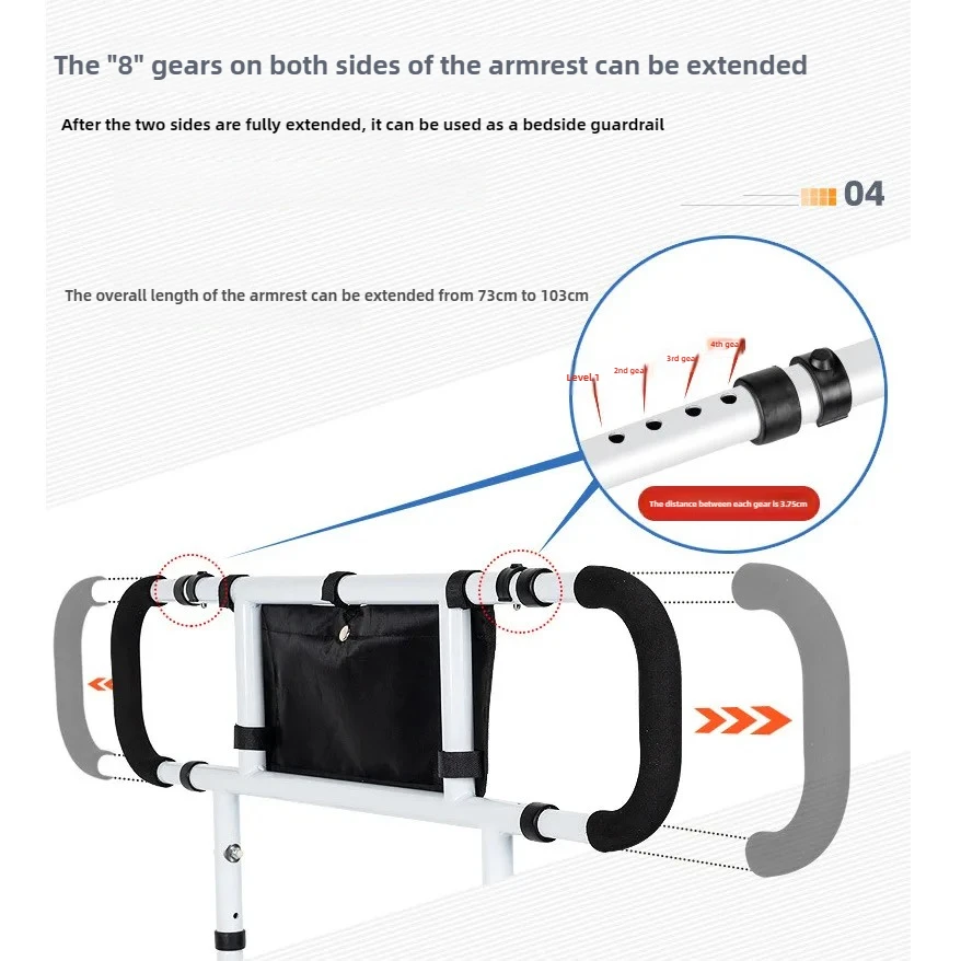 مقبض مساعدة للسرير قابل للطي من الفولاذ الكربوني لكبار السن والنساء الحوامل أداة مساعدة على الحركة المنزلية بجانب السرير أداة مساعدة مرتفعة #3