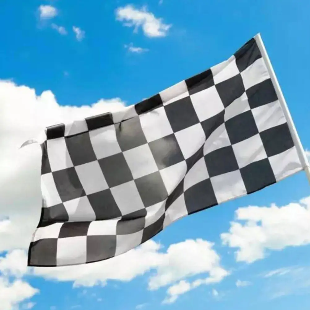 Checkered Flag Polyester Racing Flag Hand Held Mini Race Car Party Decorations for Birthday Theme Events Garden Desk Display - view 3