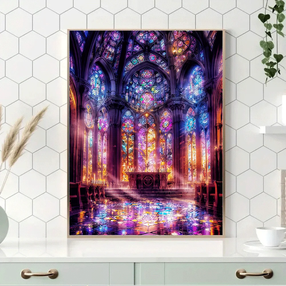 스테인드 글라스 대성당 직소 퍼즐 - 3D 입체 효과, 1000+ 조각, 고품질 종이, 생생한 색상, 정교한 디자인