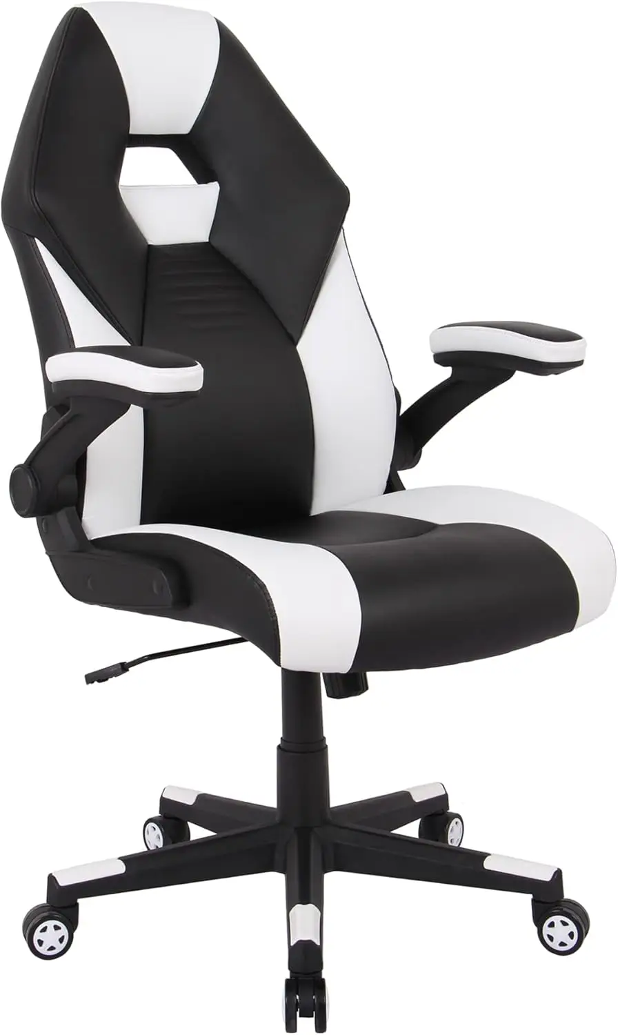 RS Gaming™ RGX Faux Leather High-Back Gaming Office Chair, Black/White, BIFMA Compliant