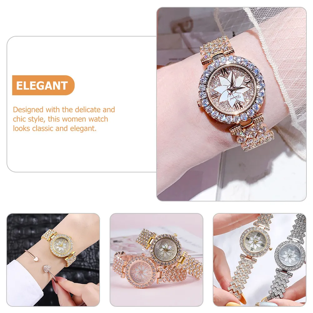 Exquisite Rhinestone Embellished Women's Wrist Watch Elegant Stylish Alloy Strap Casual Fashion Belt Watch for Daily Party Wear